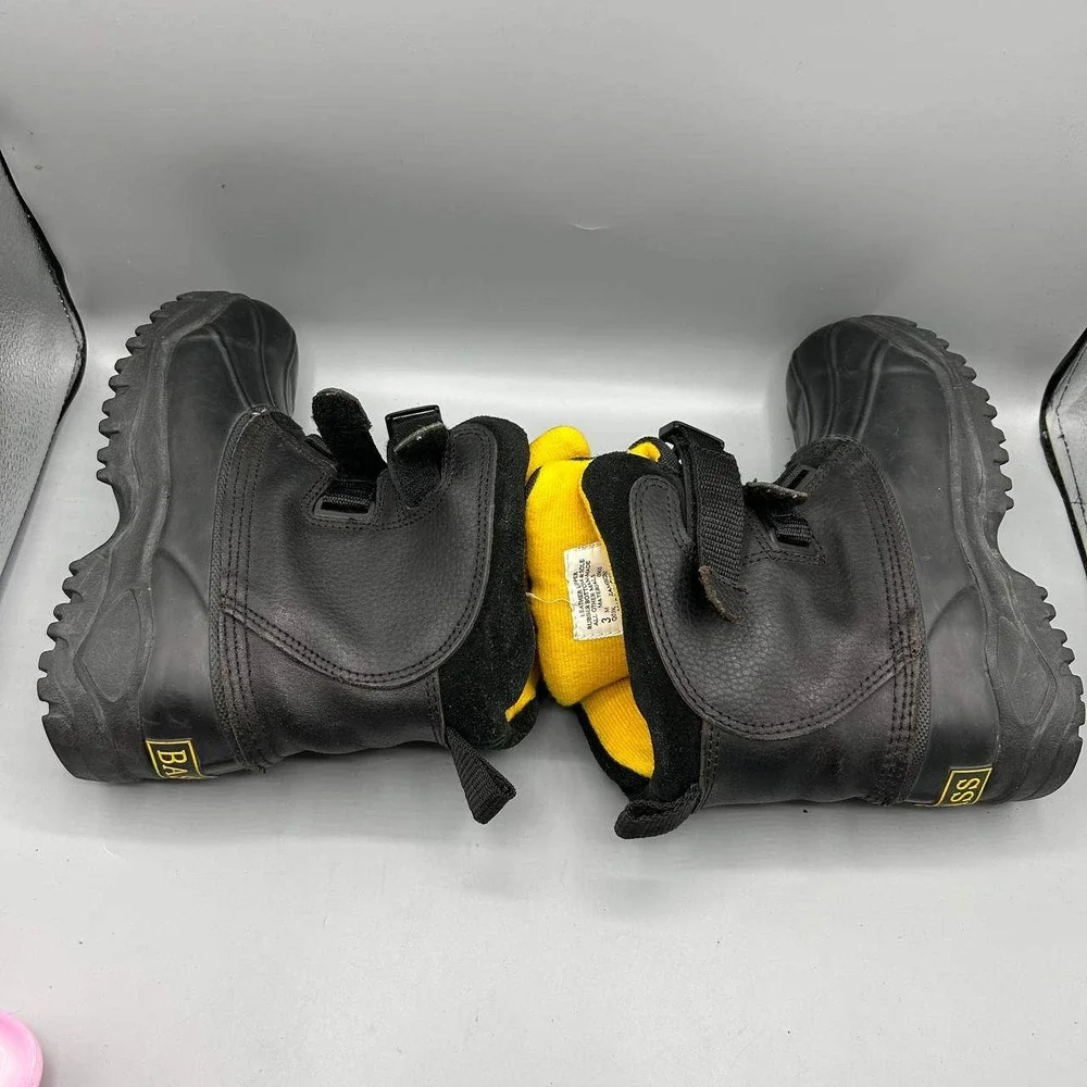 Bass Zamboni Snow‎ Boots Men 3 Winter Black Leather Rubber Thermolite Insulated